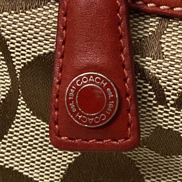 Coach Signature Soho Hobo Shoulder
Bag Red Tan Monogram K1K-6070 - Picture 3 of 13